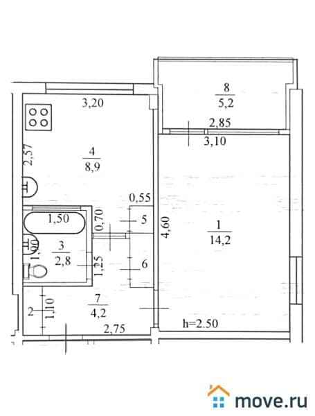 1-комн. квартира, 37 м²