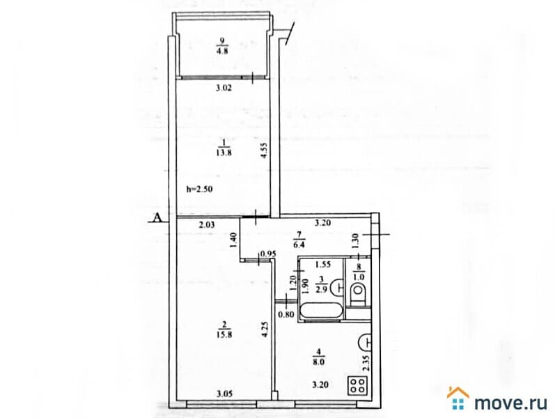 2-комн. квартира, 53 м²