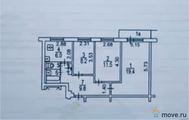 3-комн. квартира, 58.2 м²