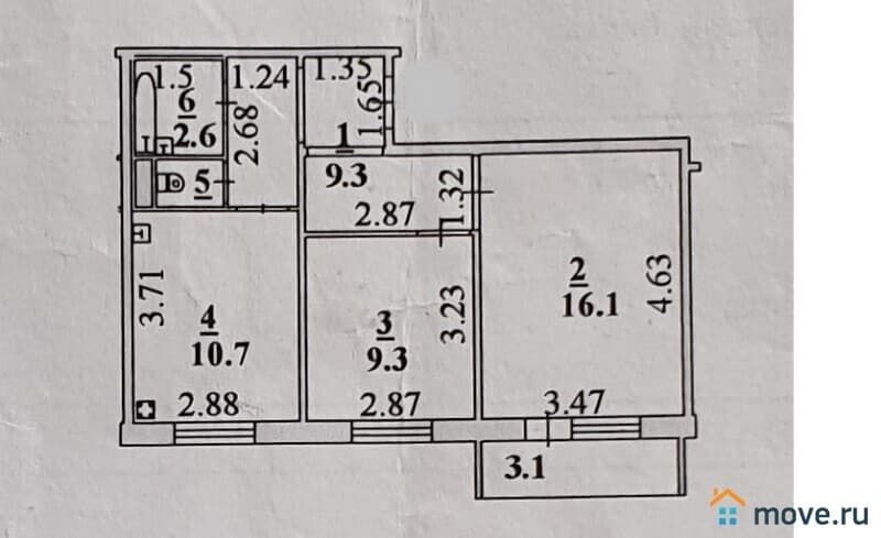 2-комн. квартира, 52 м²