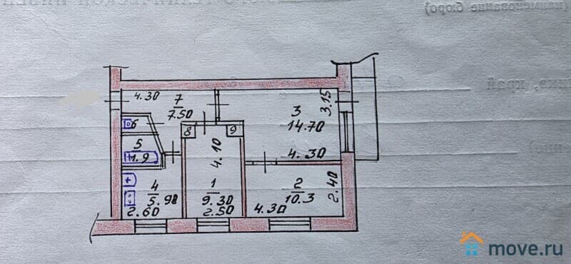 3-комн. квартира, 51 м²