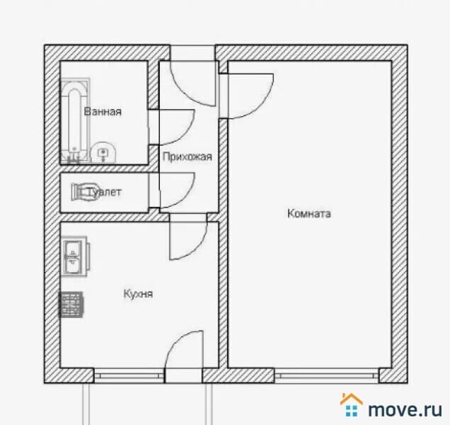 1-комн. квартира, 33 м²