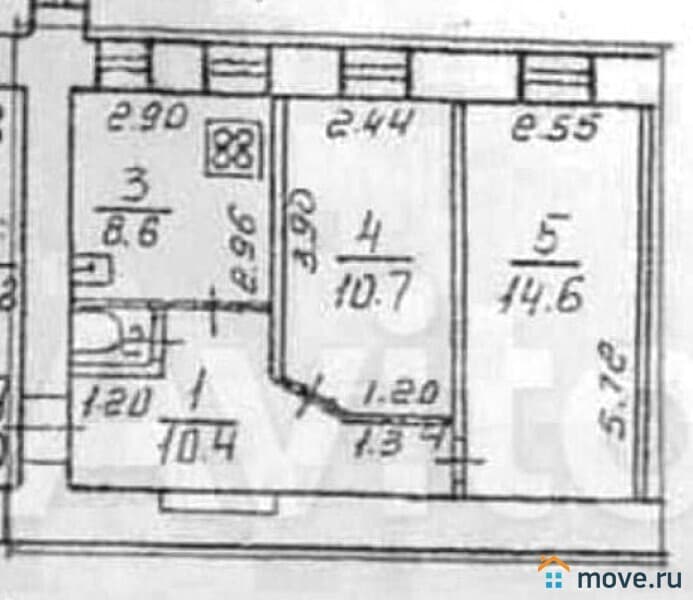 2-комн. квартира, 45.5 м²