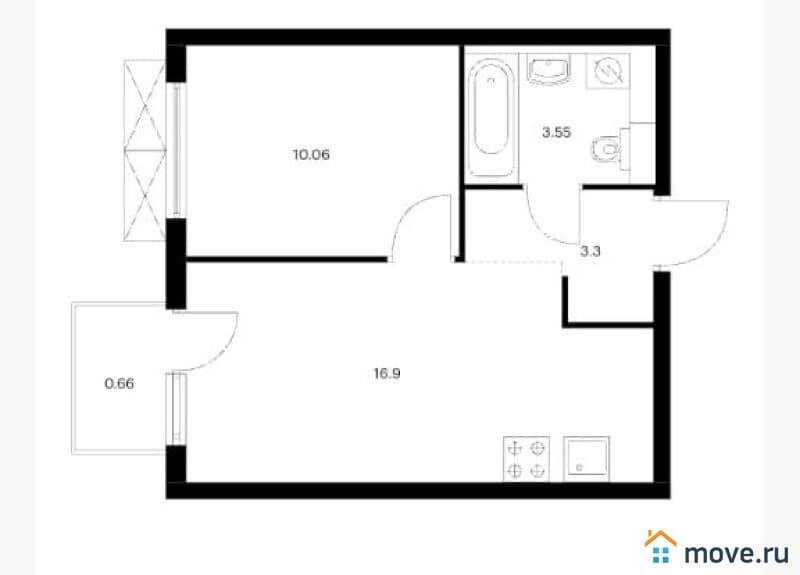 1-комн. квартира, 34.5 м²