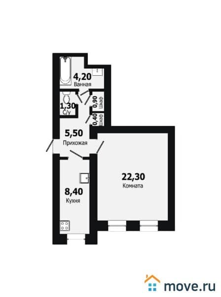 1-комн. квартира, 43 м²