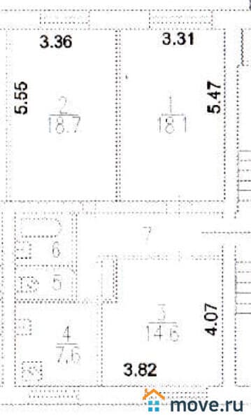 3-комн. квартира, 72.2 м²