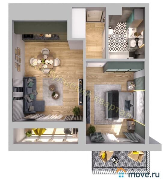 1-комн. квартира, 39.1 м²