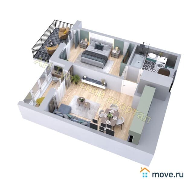 1-комн. квартира, 39.1 м²