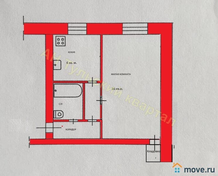 1-комн. квартира, 30.1 м²