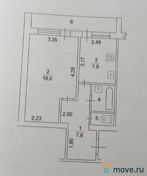 1-комн. квартира, 37.4 м²