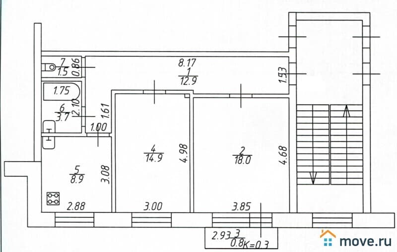 2-комн. квартира, 59.9 м²