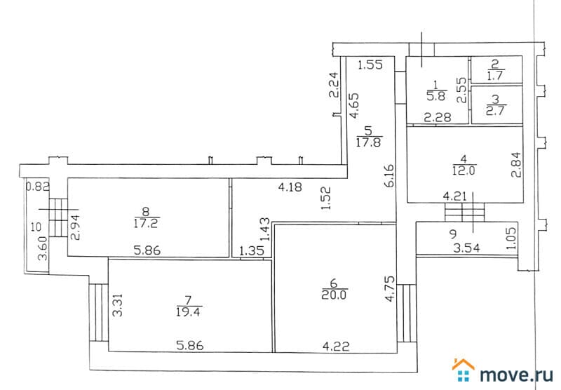 3-комн. квартира, 96.6 м²