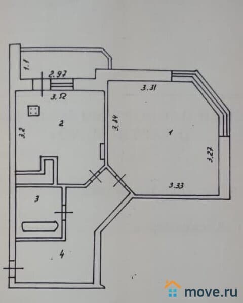 1-комн. квартира, 42.8 м²