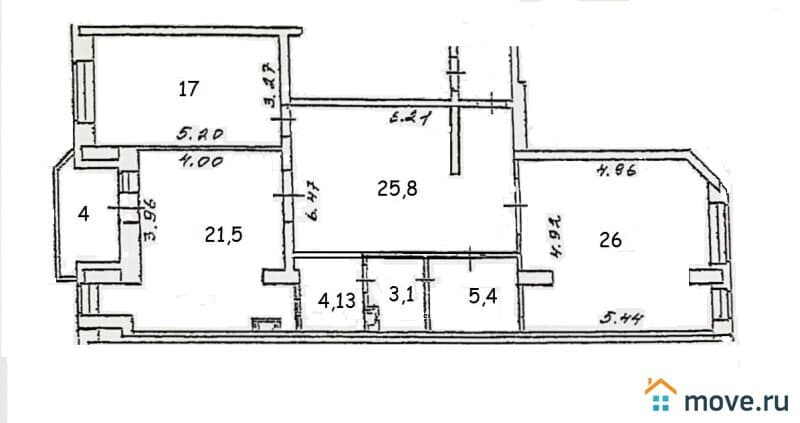 3-комн. квартира, 107 м²