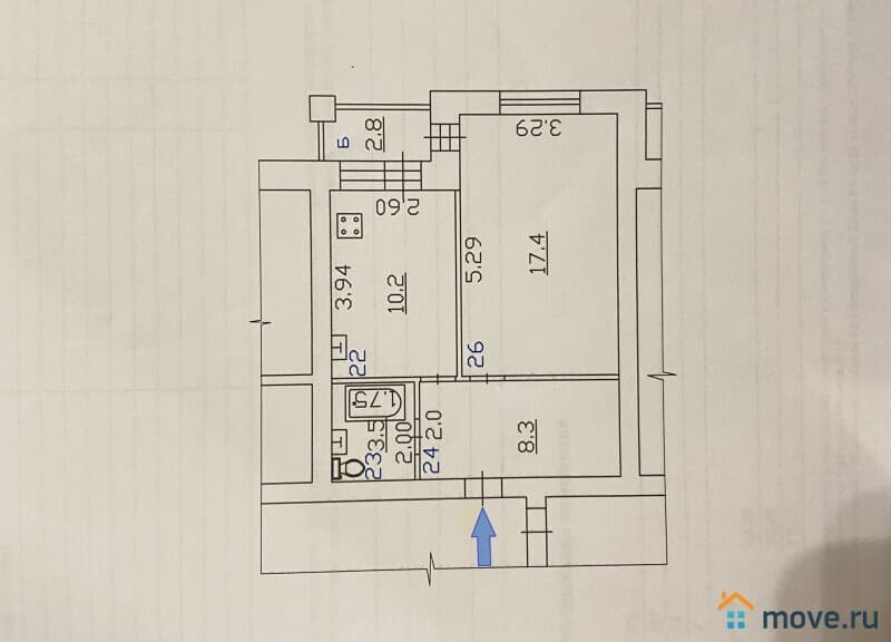 1-комн. квартира, 39.4 м&sup2;