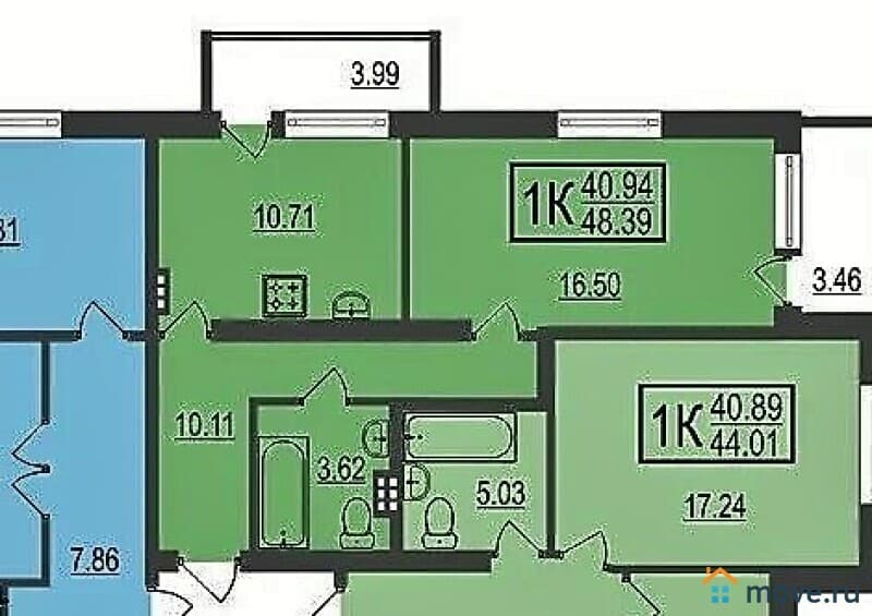 1-комн. квартира, 49 м²