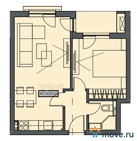 1-комн. квартира, 33 м²