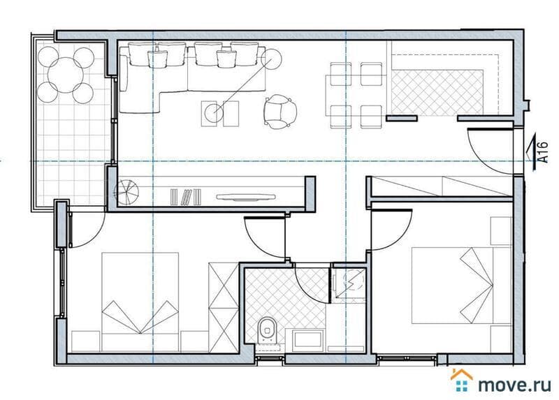 3-комн. квартира, 53 м²