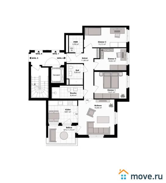 2-комн. квартира, 73 м²