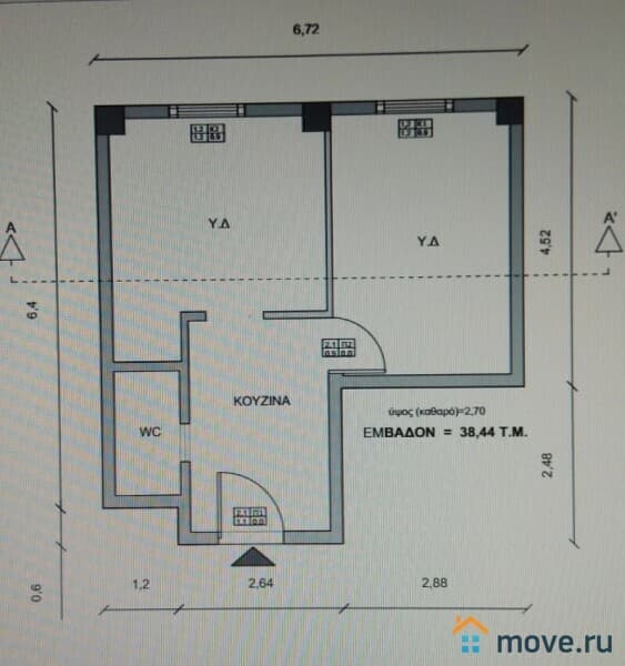 3-комн. квартира, 40 м²