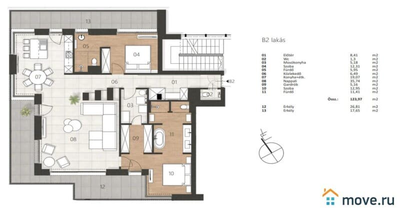 3-комн. квартира, 124 м²