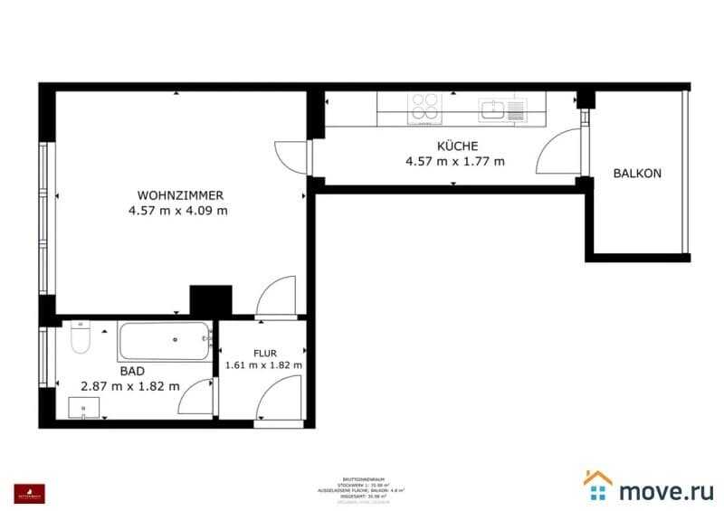 1-комн. квартира, 33 м²