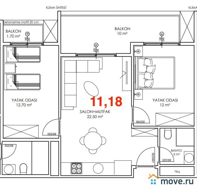 3-комн. квартира, 70 м²