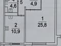 1-комн. квартира, 49 м²