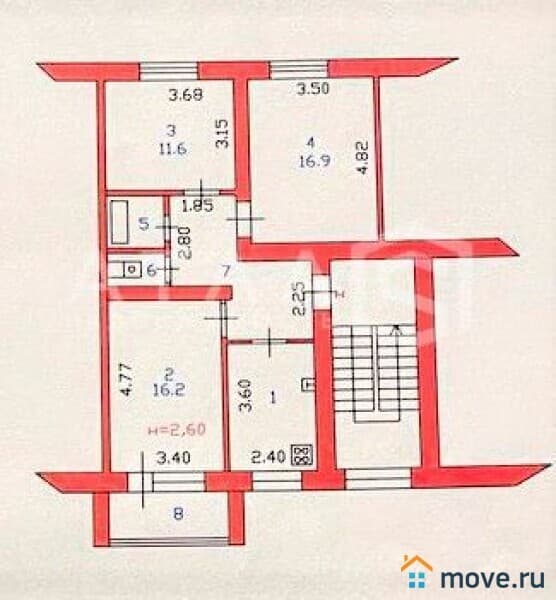 3-комн. квартира, 68 м²