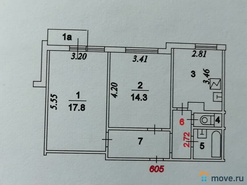 2-комн. квартира, 53.3 м&sup2;