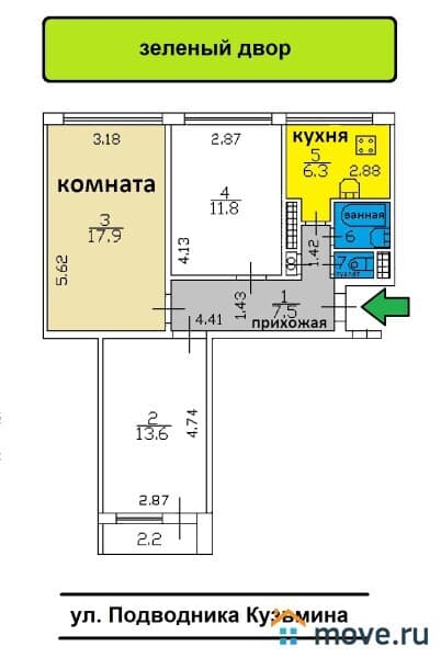 комната, 18 м²