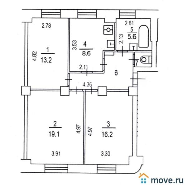 3-комн. квартира, 70.6 м²