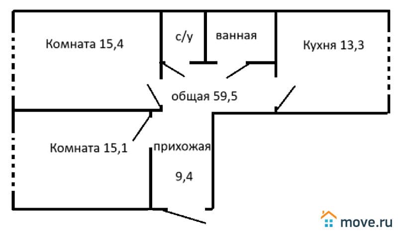 2-комн. квартира, 59 м&sup2;