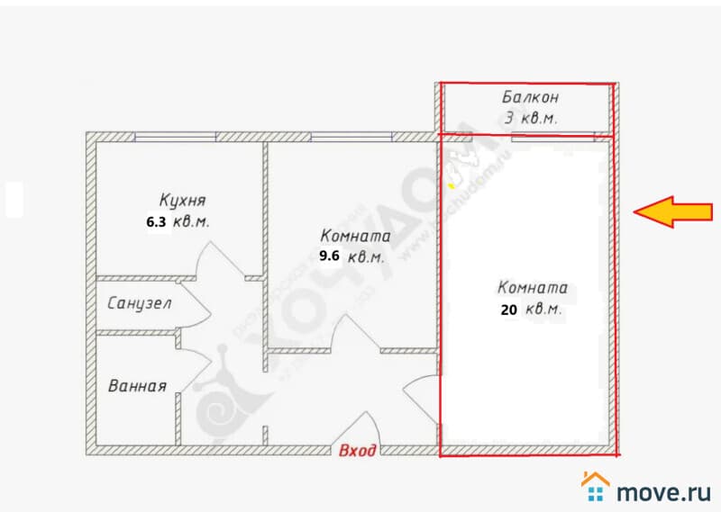 2-комн. квартира, 47.8 м²