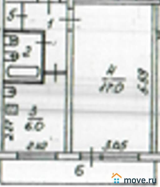 1-комн. квартира, 29.7 м²