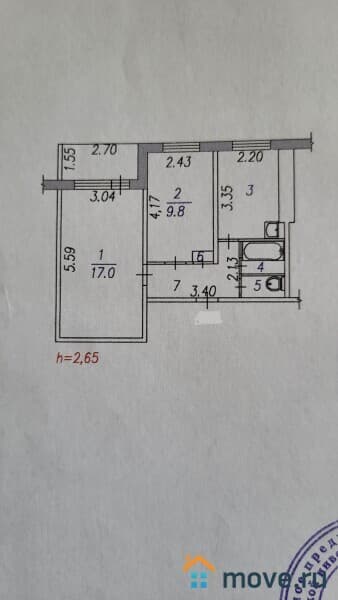 2-комн. квартира, 43 м²