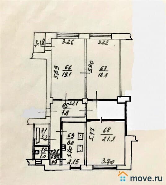 3-комн. квартира, 82 м²