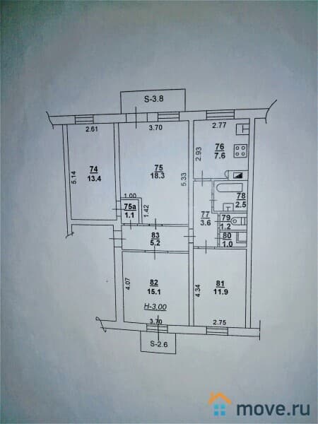 4-комн. квартира, 86 м²