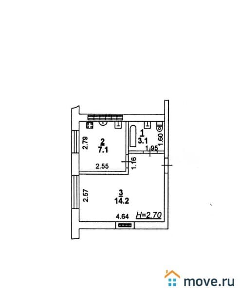 1-комн. квартира, 28 м²