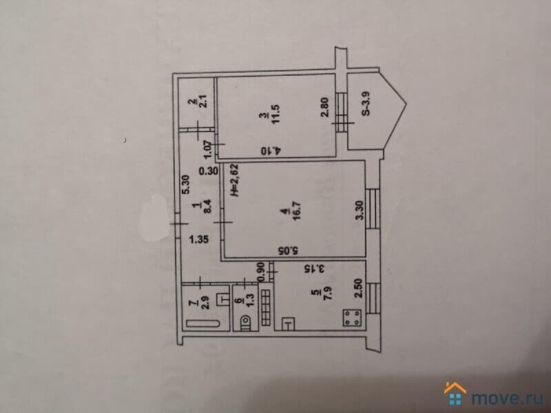 2-комн. квартира, 51 м²