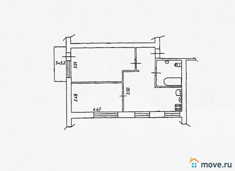 2-комн. квартира, 52 м²