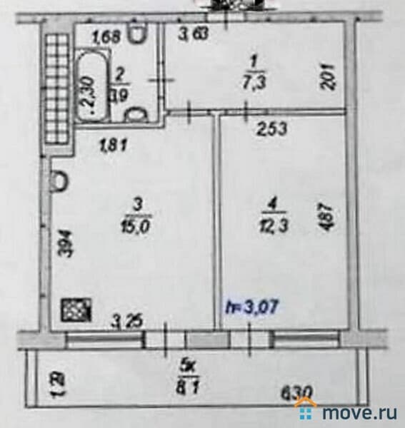 1-комн. квартира, 47 м²