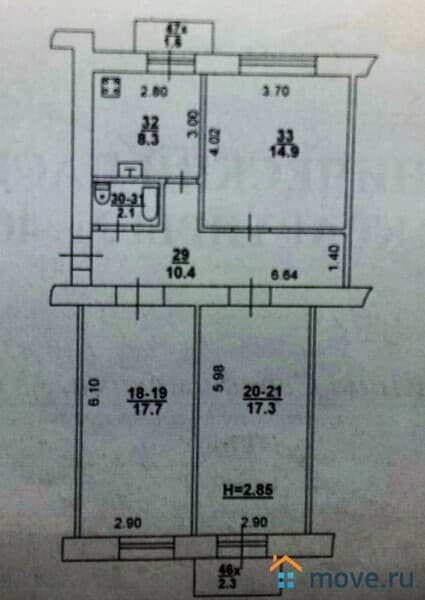 3-комн. квартира, 70 м²