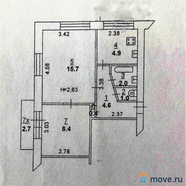 2-комн. квартира, 36 м²