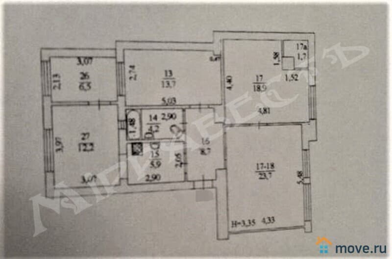 3-комн. квартира, 96 м²