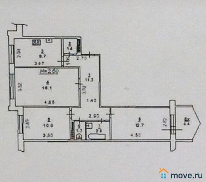 3-комн. квартира, 64 м²