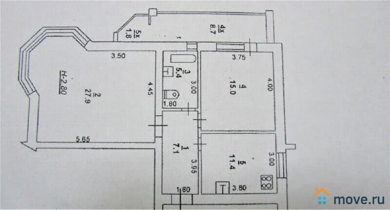 2-комн. квартира, 76 м²