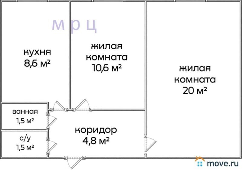 2-комн. квартира, 47.7 м²