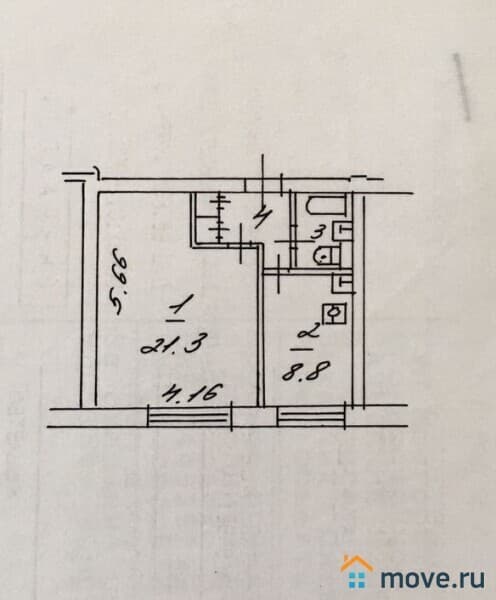 1-комн. квартира, 37.1 м²