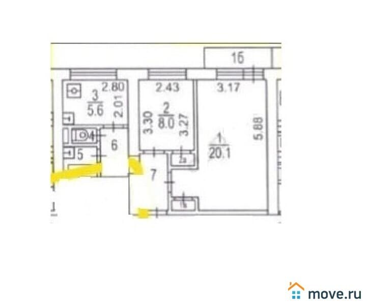 2-комн. квартира, 45.5 м²